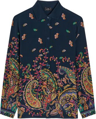 Etro Patterned Silk Shirt - Black - 38 (UK6 / XS)