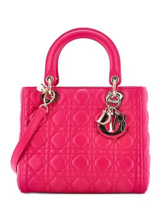 Dior Lady Dior Bag Cannage Quilt Lambskin Medium satchel - women - Calf Leather - One Size - Pink