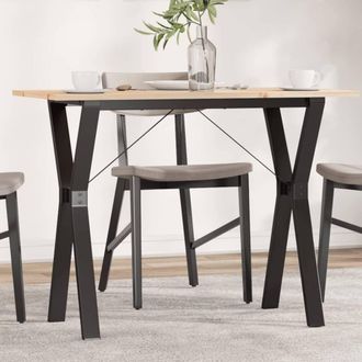 Berkfield Home Dining Table Y-Frame 100x50x75 cm Solid Wood Pine & Steel in Brown | Size: 100 x 50 x 75 cm