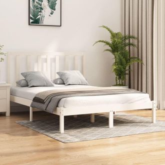 vidaXL Vidaxl - Estructura Cama Doble Sin Colch&oacute;n Madera Pino Blanco 140x190 Cm
