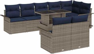 vidaXL Conjunto De Sof&aacute; De Jard&iacute;n 9 Uds. Gris Polirat&aacute;n Vidaxl