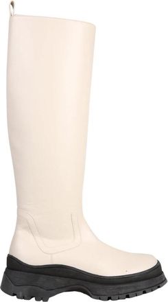 Staud Bow Tall Boots - Dames - Hoge Laarzen - Beige - 36 EU - Leer - Schoenen