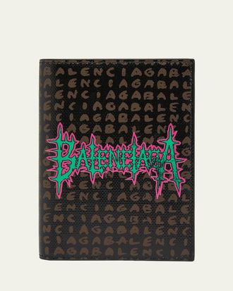 Balenciaga Mens Snob Allover Logo Passport Wallet