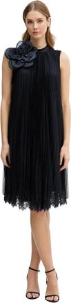 Joseph Ribkoff Jurk van mesh en kant met organzabloemdetail - Dames - Feestkleedjes - Blauw - XS - Organza - Kleedjes