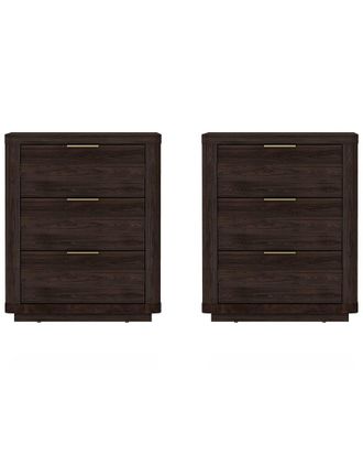 Manhattan Comfort Set Of 2 Evelyn Modern Nightstands With 6 Full Extension Drawers