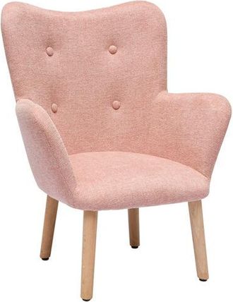 Miliboo Poltrona per bambini in stile scandinavo in tessuto effetto velluto rosa e legno chiaro baby bristol