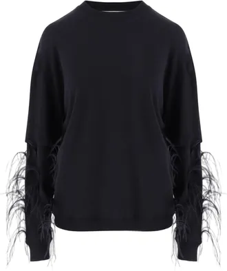 Darkpark Black Feathered Appliqu&eacute; Cotton Sweatshirt
