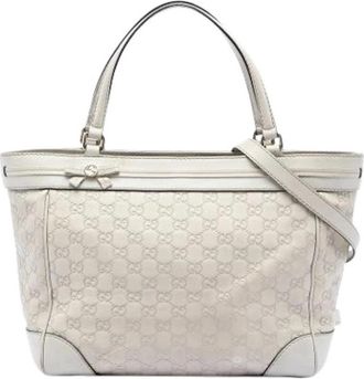Gucci Pre-owned Tote Bags, female, White, Size: ONE SIZE Pre-owned Vintage Leather Tote