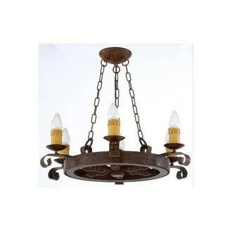Fabrilamp Fabrilamp - L&aacute;mpara De Techo R&uacute;stica Rueda 5 Luces. 5xe27 60w. Medidas 68x55cm