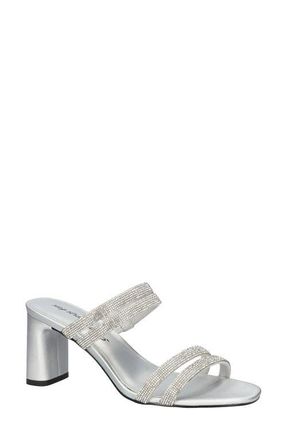 Easy Street Jemma Slide Sandal in Silver Satin Stones at Nordstrom, Size 6.5