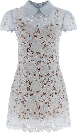 Self Portrait Guipure Lace Mini Dress - Dames - Korte kleedjes - Blauw - XS - Polyester - Kleedjes