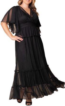 Kiyonna Graceful Tiered Gown in Onyx at Nordstrom, Size 0X