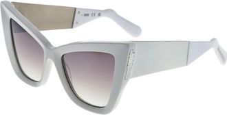 GCDS Witte Cat Eye Zonnebril met Spiegelglazen - Dames - Zonnebrillen - Wit - ONE Size - Accessoires