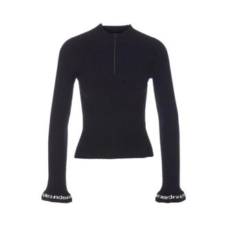 Alexander Wang Alexander Wang, V-neck Knitwear, female, Black, Size: M Sweatshirt