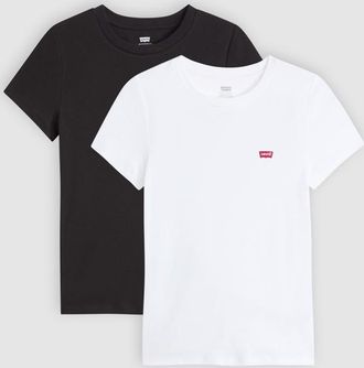 Levi's Camiseta Essential (paquete de 2) - Mujer - 2XS - Multicolor / 2 Pack Tee White + & Anthracite Night