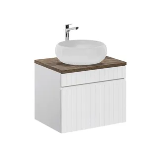 Petits Meubles Mueble lavabo individual redondo 60cm tableros laminados blanco