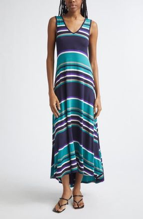Ramy Brook Holly Stripe Sleeveless High-Low Dress in Jade Stripe Combo at Nordstrom, Size Xx-Large