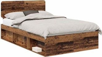 vidaXL Bed Frame with Headboard Old Wood 120 x 200 cm Solid Pine Wood vidaXL