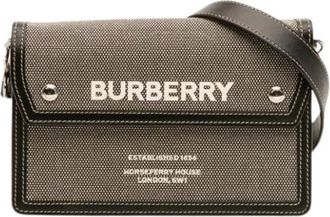 Burberry Pre-owned Horseferry Schoudertas - Dames - Vintage Schoudertas - Grijs - ONE Size - Leer - Vintage