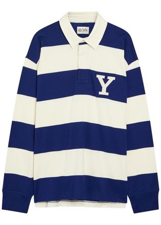 GANT Yale Appliqu&eacute;d Striped Cotton Polo Rugby Shirt - Blue - Xxl