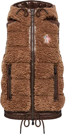 Moncler Moncler Teddy Hooded Insulated Vest, Women, Brown, Size: Xl