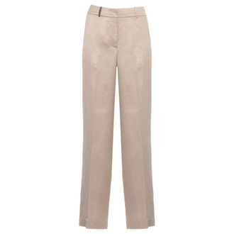 PESERICO Peserico, Wide Trousers, female, Brown, Size: XS Linen Trousers