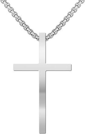 Edforce Mens Cross Pendant Necklace in Silver at Nordstrom Rack