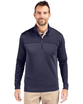 Cutter & Buck Traverse Stripe Stretch Quarter Zip Mens Pullover Jacket