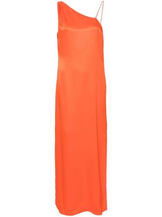 Calvin Klein Asymmetrische satijnen maxi-jurk - Oranje