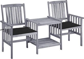 vidaXL Sillas De Jard&iacute;n Con Mesita Y Cojines Madera Maciza Acacia Vidaxl