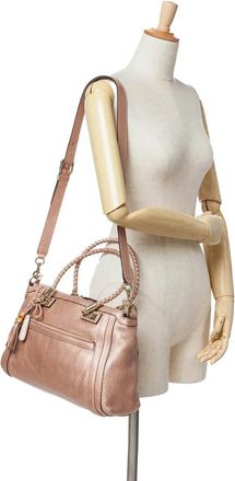 Gucci Crossbody Bags - 2016-2024 Metallic Pebbled Calfskin Bella Satchel - Gr. unisize - in Rosa - für Damen