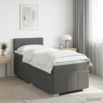 vidaXL Letto Box Spring Con Materasso Grigio Scuro 100 X 200 Cm Vidaxl