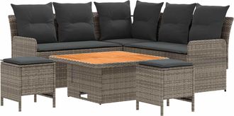 vidaXL Juegos De Muebles 6 Uds. Gris Y Gris Oscuro Rat&aacute;n Sint&eacute;tico Vidaxl