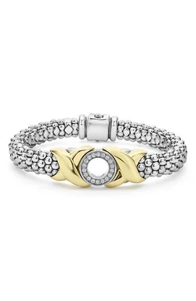 Lagos Embrace XOX Diamond Rope Bracelet in Silver/gold at Nordstrom, Size 6.5