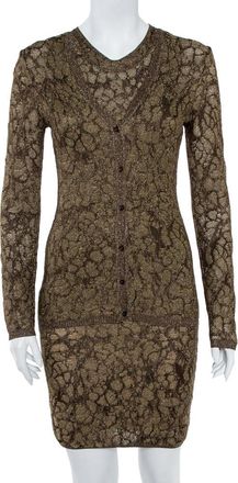 M Missoni Gold Lurex Knit Cardigan & Midi Dress Set
