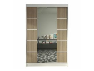 Mirjan24 Mobilier1 - Armario Closico 151, Blanco + Roble Sonoma, 200x120x58cm, Puertas De Armario: Correderas, N&uacute;mero De Estantes: 0