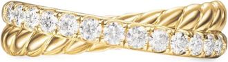 David Yurman Anello Crossover Two Row in oro giallo 18kt con diamanti (5mm)