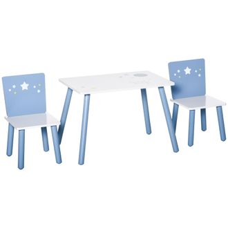 HOMCOM Mesa para ni&ntilde;os 60x40x43 cm blanco y azul