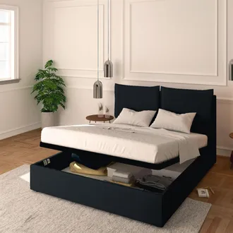 Baldiflex Baldiflex - Letto Contenitore Matrimoniale 160x190 Licia In Tessuto Con Rete A Doghe Colore Nero Black