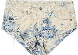 Diesel Shorts denim con frange - Blu