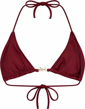 MC2 Saint Barth Womens Triangle Bikini Top Leah Plate Bordeaux Lycra Polyamide Swimwear Sea Clothing