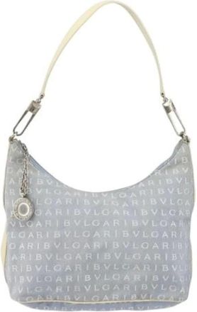 Bulgari Pre-owned Shoulder Bags, female, Blue, Size: ONE SIZE Pre-owned Canvas Shoulder Bag