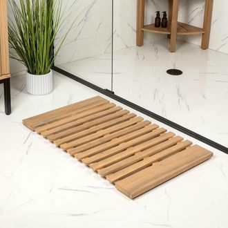 Jonathan Y Designs Paige Modern Classic Acacia Wood Slat Indoor/Outdoor Shower Mat in Light Teak (20 X 32) at Nordstrom, Size Large