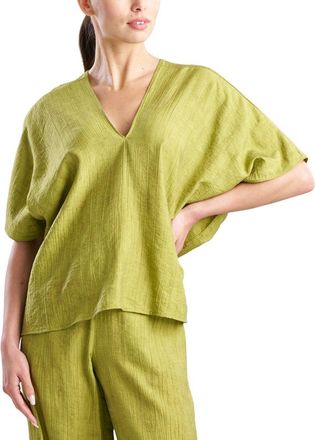 Natori Terra Foil Crinkle Caftan Shirt