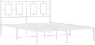 vidaXL Estructura cama sin colchón con cabecero metal blanco 135x190cm Vidaxl
