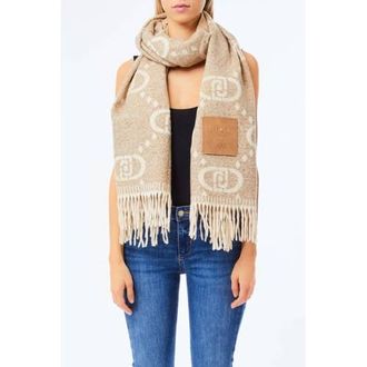 Liu Jo sjaal met logoprint beige