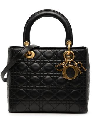 Dior 1997 Medium Lambskin Cannage Lady Dior satchel - Nero
