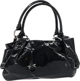 Ferragamo Pre-owned Handbags, female, Black, Size: ONE SIZE Pre-owned Coated Canvas Handbag