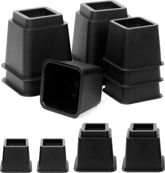 OEM Juego De 8 Elevadores De Cama Ajustables Y Apilables, 4 Grandes, 4 Peque&ntilde;os, Altura De 3 5/8 Pulgadas, Soporte De Alta Resistencia