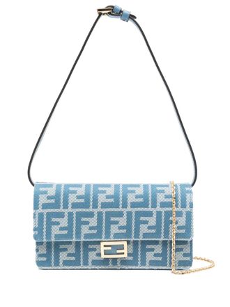Fendi Baguette cross body bag - women - Calf Leather/Fabric - One Size - Blue